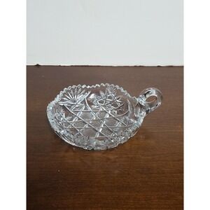 VINTAGE BRILLIANT CUT GLASS HANDLED BOWL‎ CANDY DISH